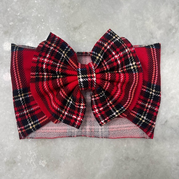 Red Tartan Headband Bow - Picture 1 of 4